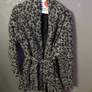 Leopard Print Gray Robe style jacket